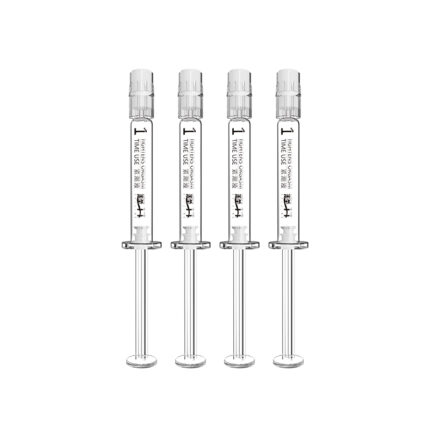 Image shows four Shui Light Therapy Gel For Women syringes, aligned vertically in a row. Each syringe is partially filled with a clear liquid and has readable text printed on the side. The plungers are at the bottom, and the needle caps are securely fastened at the top.