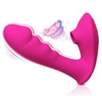 This is a pink adult toy with a modern design and multiple features. The main shaft is wavy, designed for internal stimulation, and offers multiple vibration modes. One end of the toy has a suction mouth specifically designed for clitoral and nipple stimulation, providing strong suction effects. The combination of vibration and suction allows for multiple simultaneous stimulations, enhancing the user's sexual pleasure. The image shows the toy's vibration and suction effects, highlighting its powerful versatility. The overall design is ergonomic and easy to hold, aimed at enhancing sexual pleasure through its multiple stimulation functions.