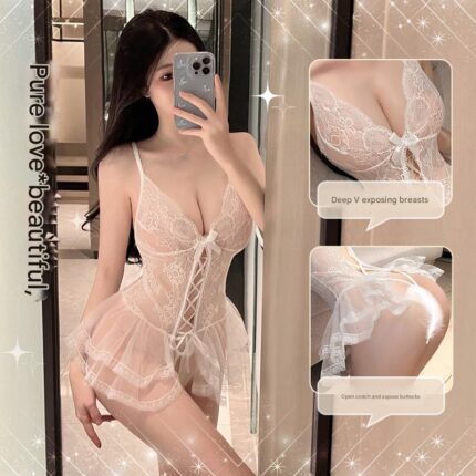 Lace open crotch bodysuit