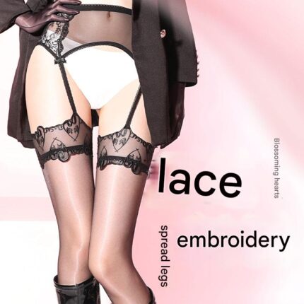 Embroidered Aurora Shiny Suspender Stockings
